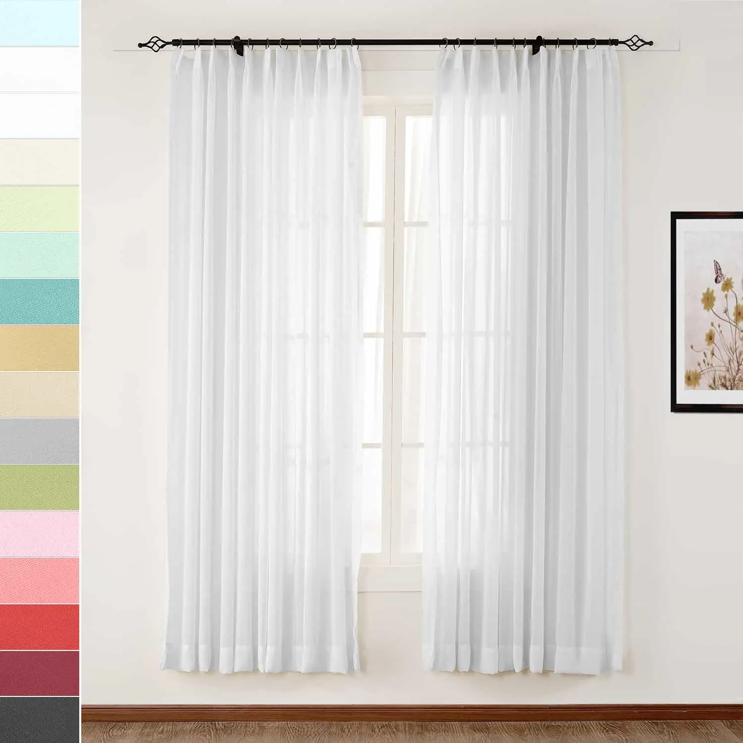 Scandina Solid Voile Sheer Curtain Pleated - Image 14
