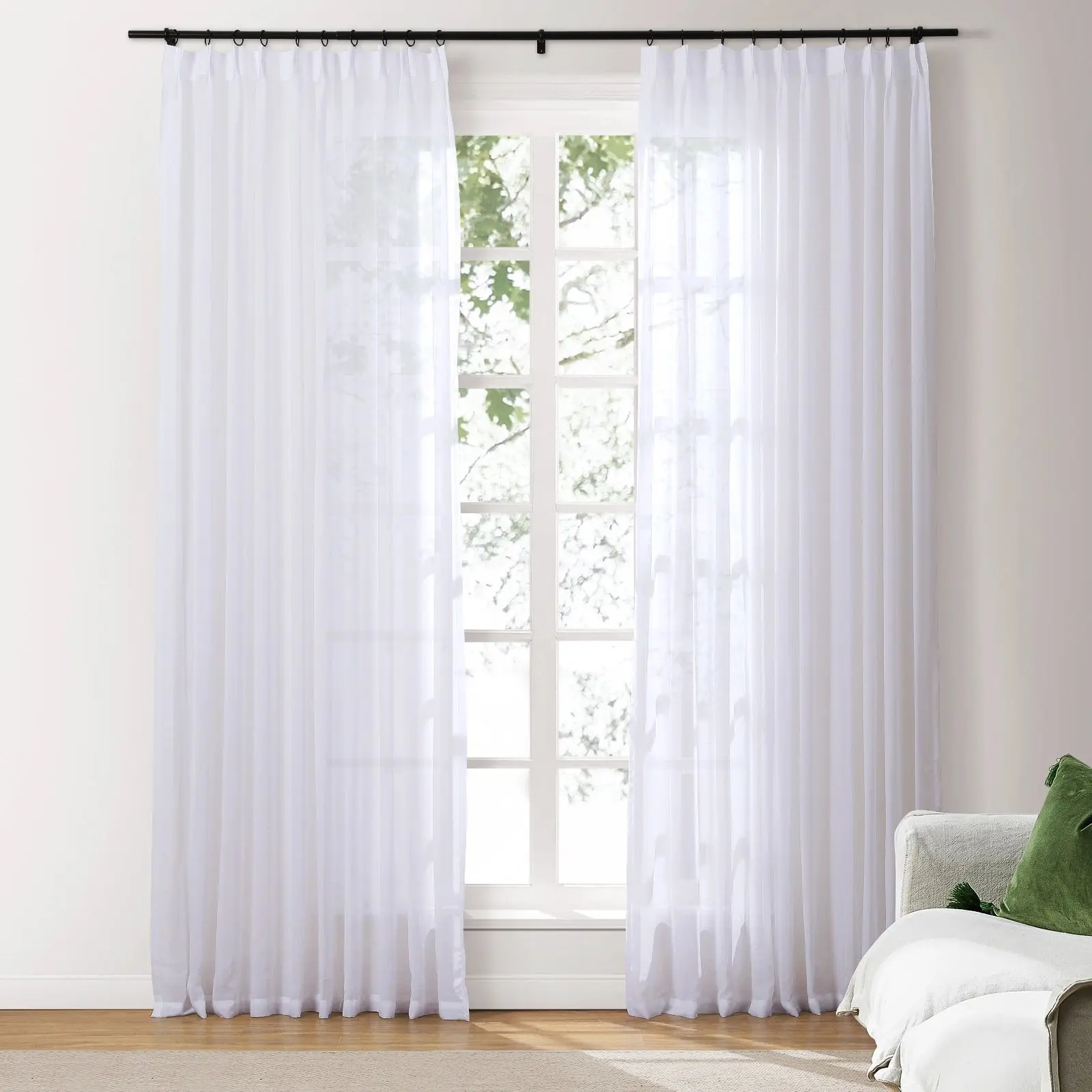 Scandina Solid Voile Sheer Curtain Pleated - Image 23