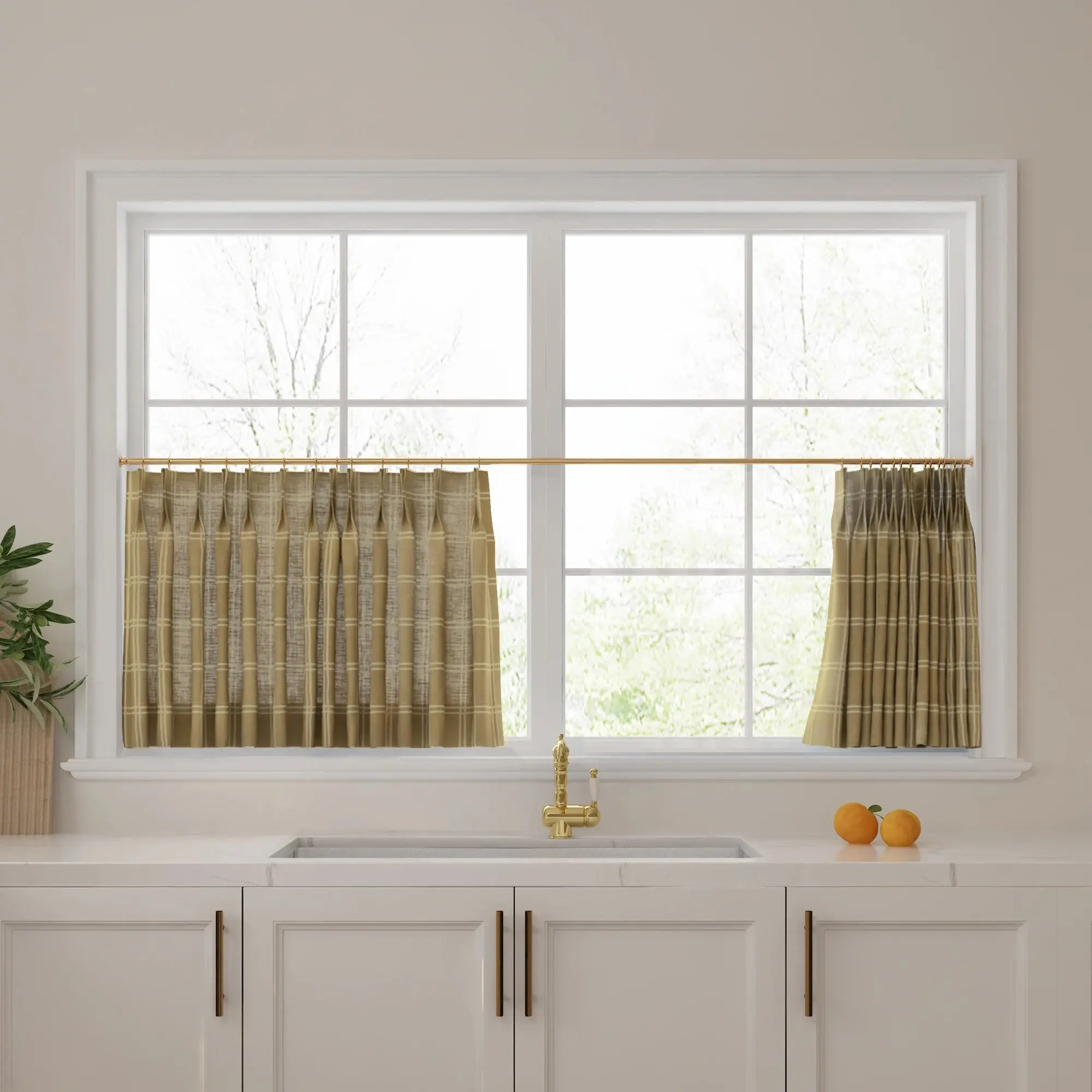 Stefana Silber Print Linen Pleated Cafe Curtains - Image 37