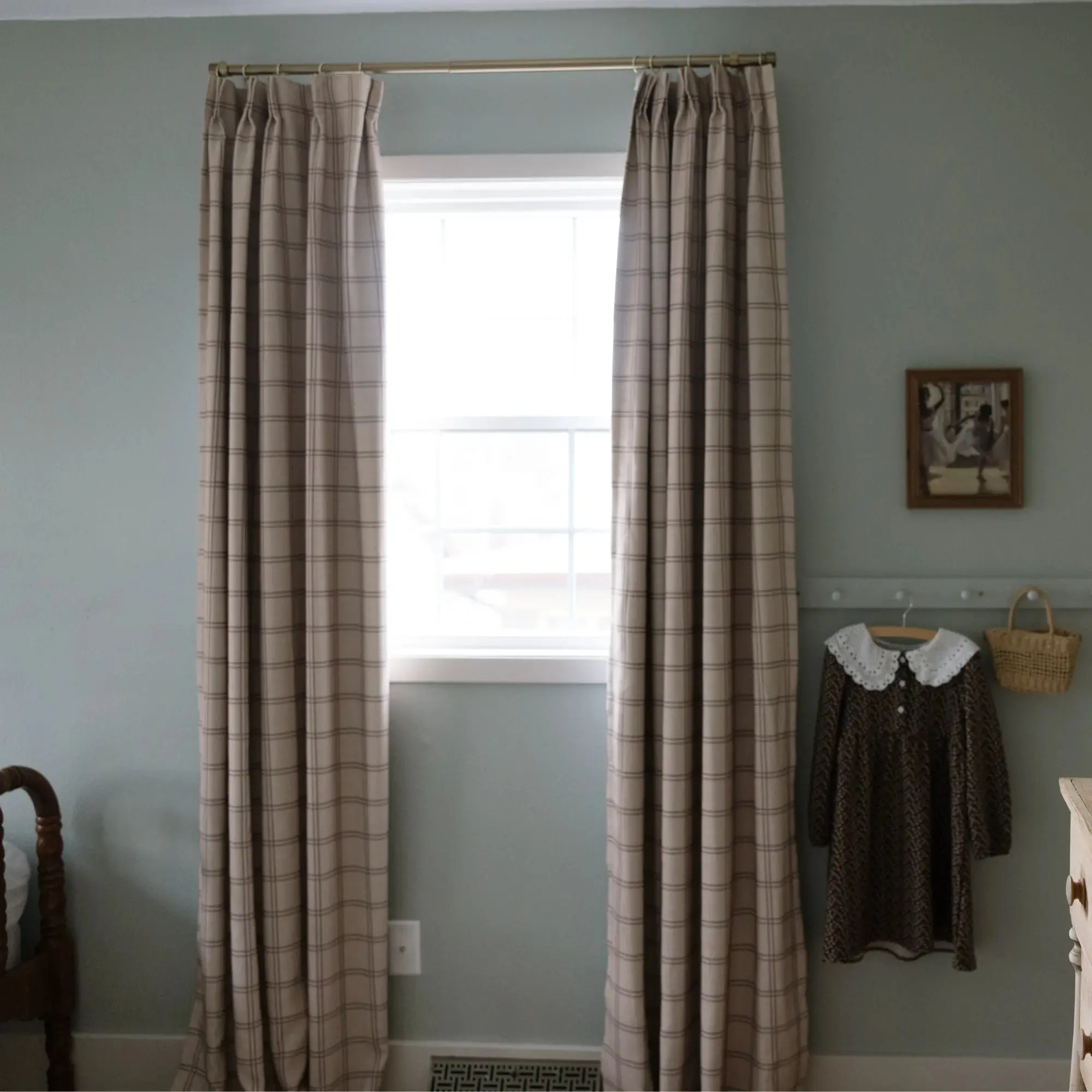 Stefana Silber Print Linen Blend Curtain Drapery Pleated - Image 12