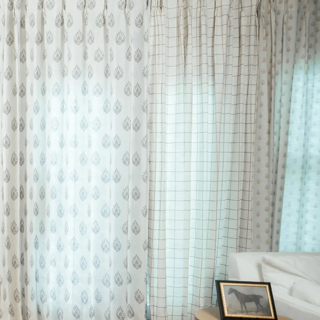 Stefana Silber Print Linen Blend Curtain Drapery Pleated - Image 15