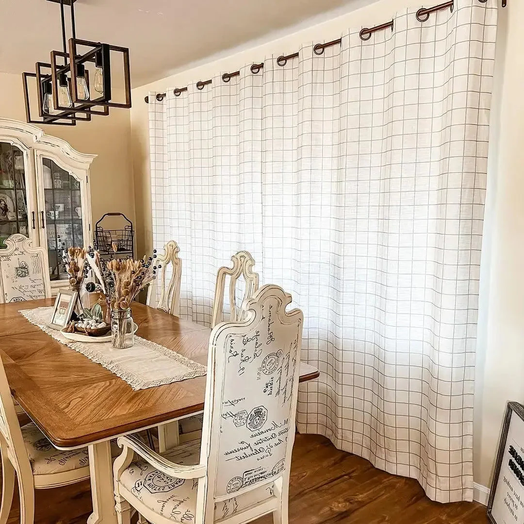 Stefana Silber Print Linen Blend Curtain Drapery Pleated - Image 27
