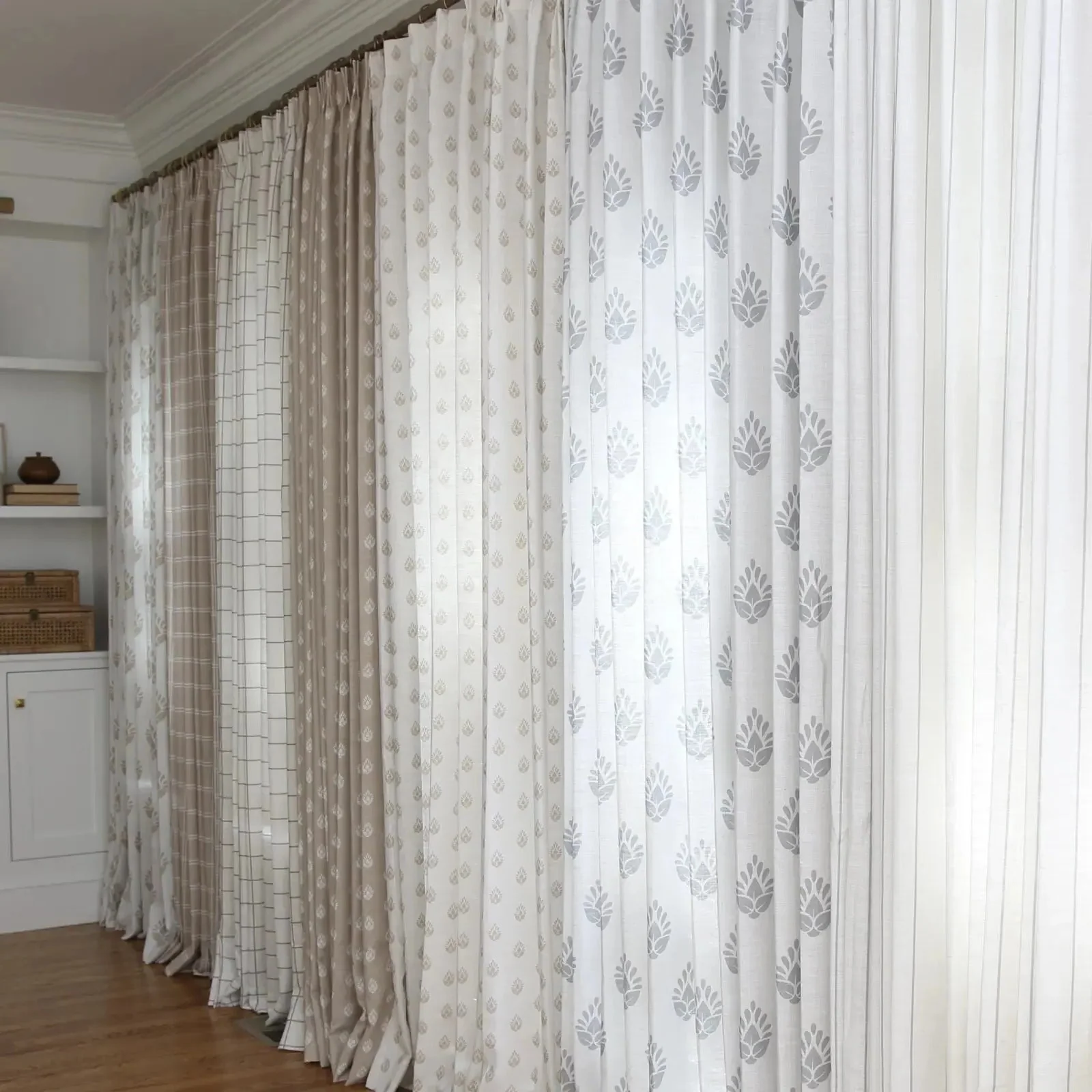 Stefana Silber Print Linen Blend Curtain Drapery Pleated - Image 28