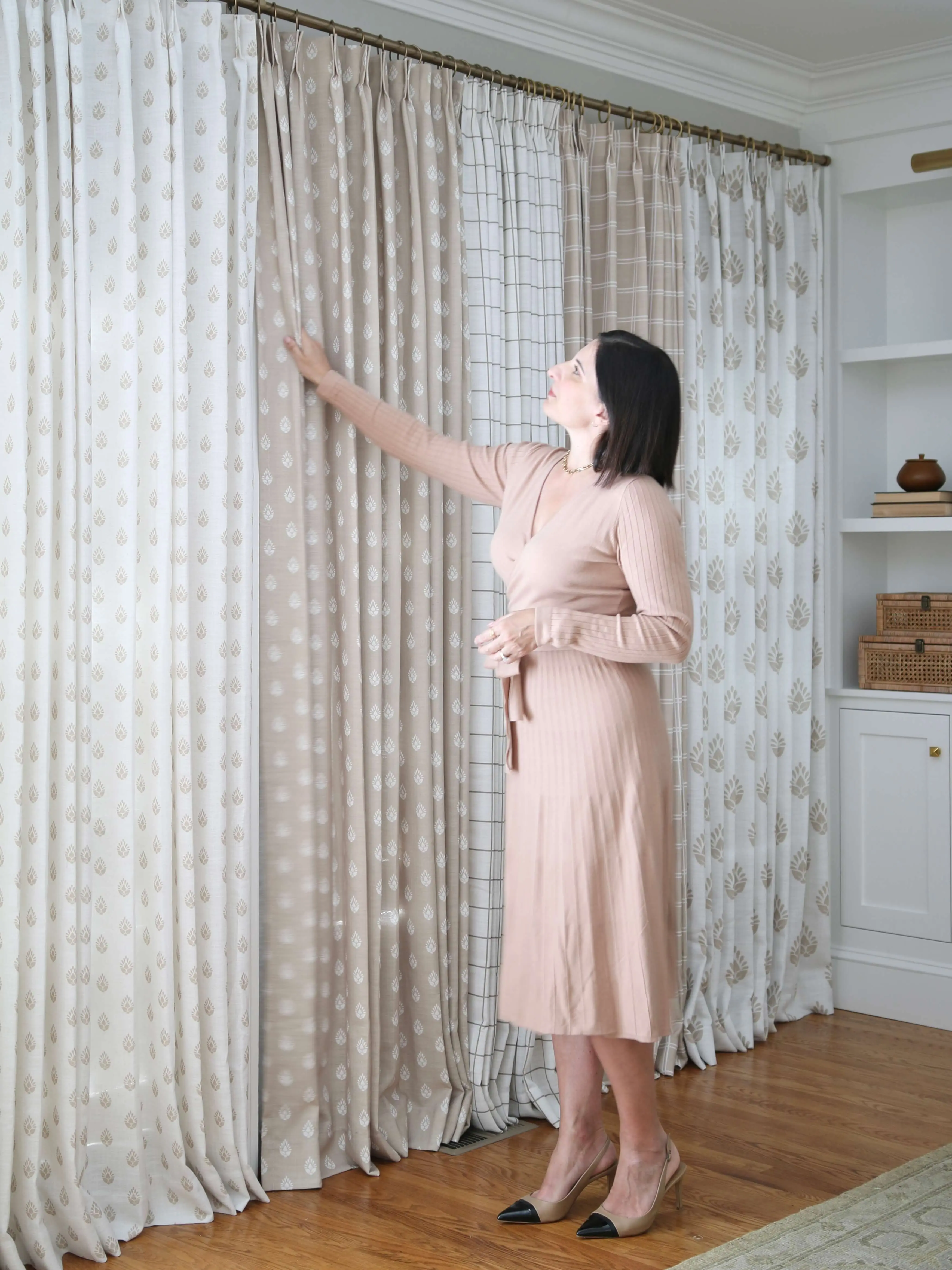 Stefana Silber Print Linen Blend Curtain Drapery Pleated - Image 31