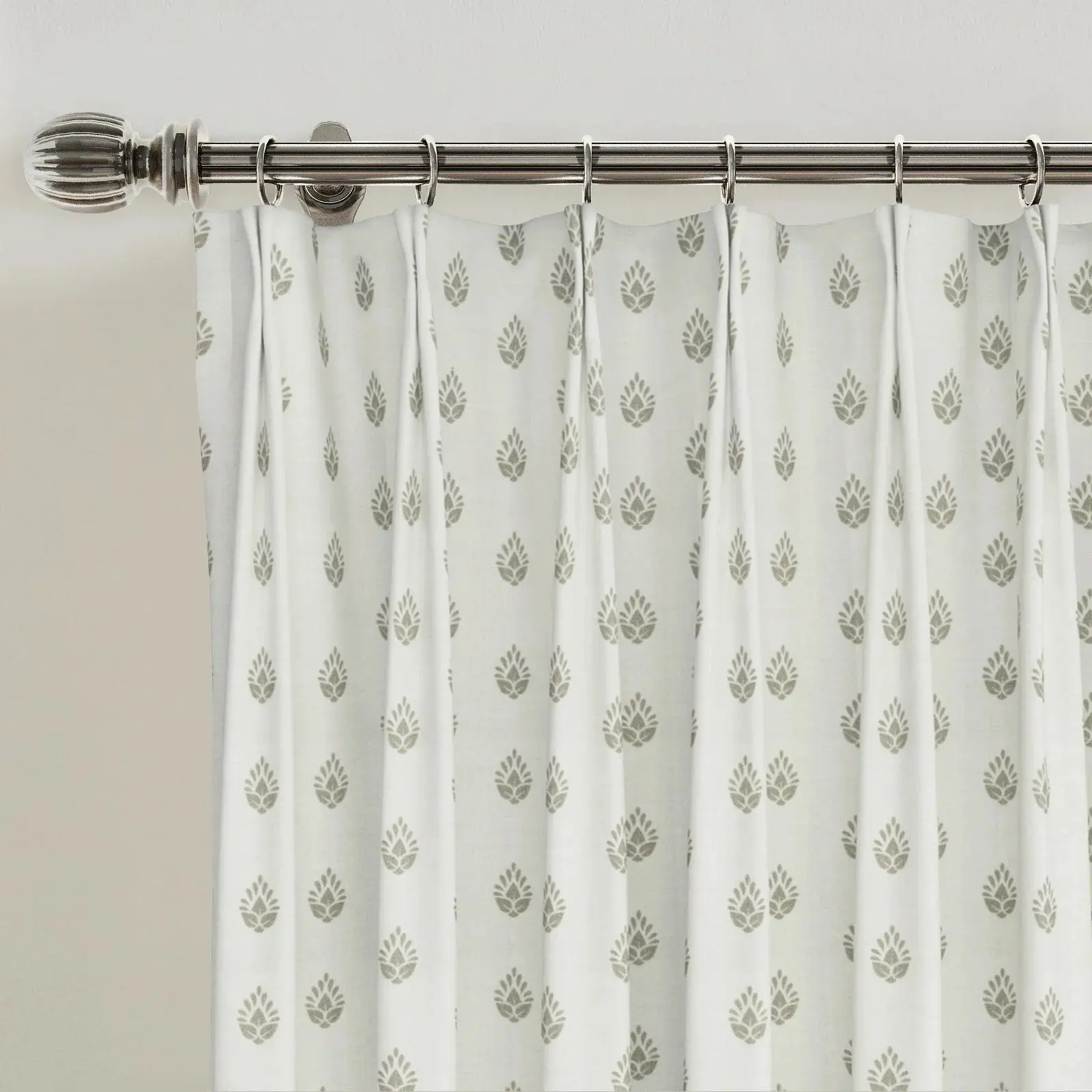 Stefana Silber Print Linen Blend Curtain Drapery Pleated - Image 37