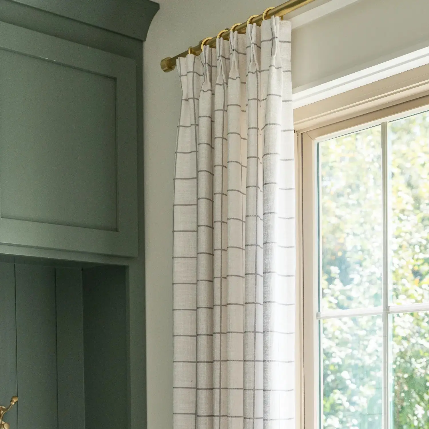 Stefana Silber Print Linen Blend Curtain Drapery Pleated - Image 4