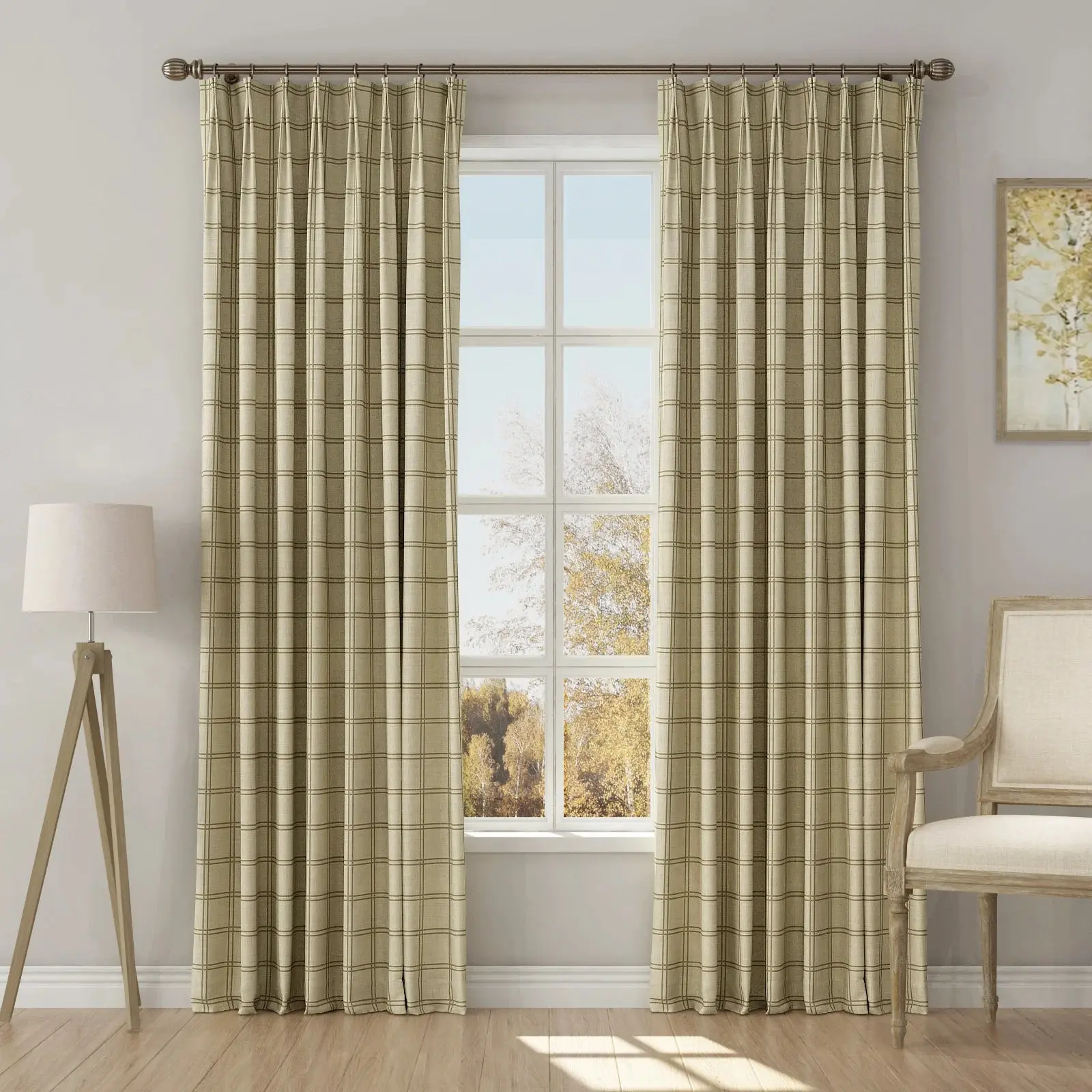 Stefana Silber Print Linen Blend Curtain Drapery Pleated - Image 40