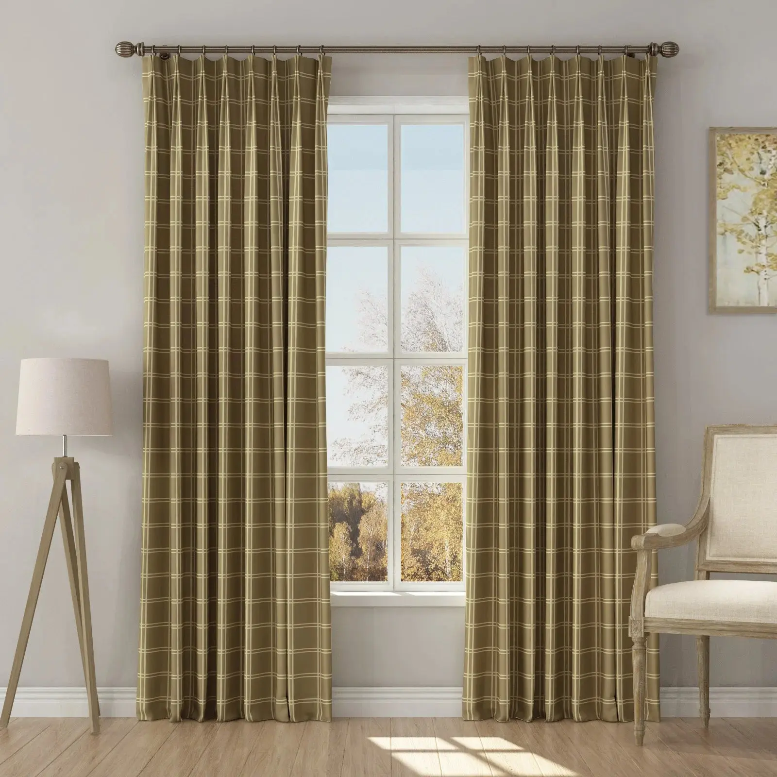 Stefana Silber Print Linen Blend Curtain Drapery Pleated - Image 42