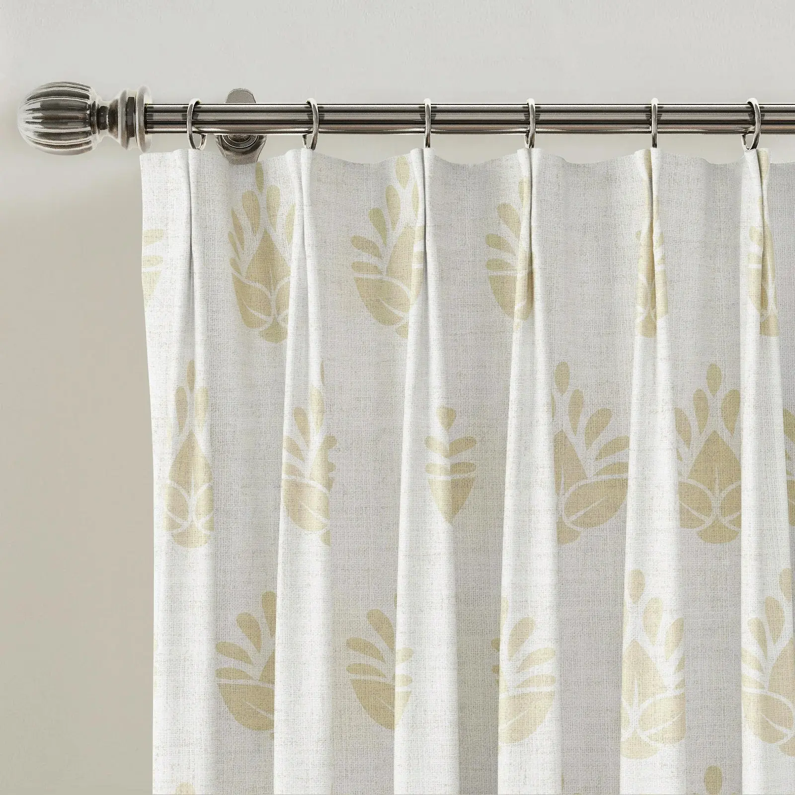 Stefana Silber Print Linen Blend Curtain Drapery Pleated - Image 45
