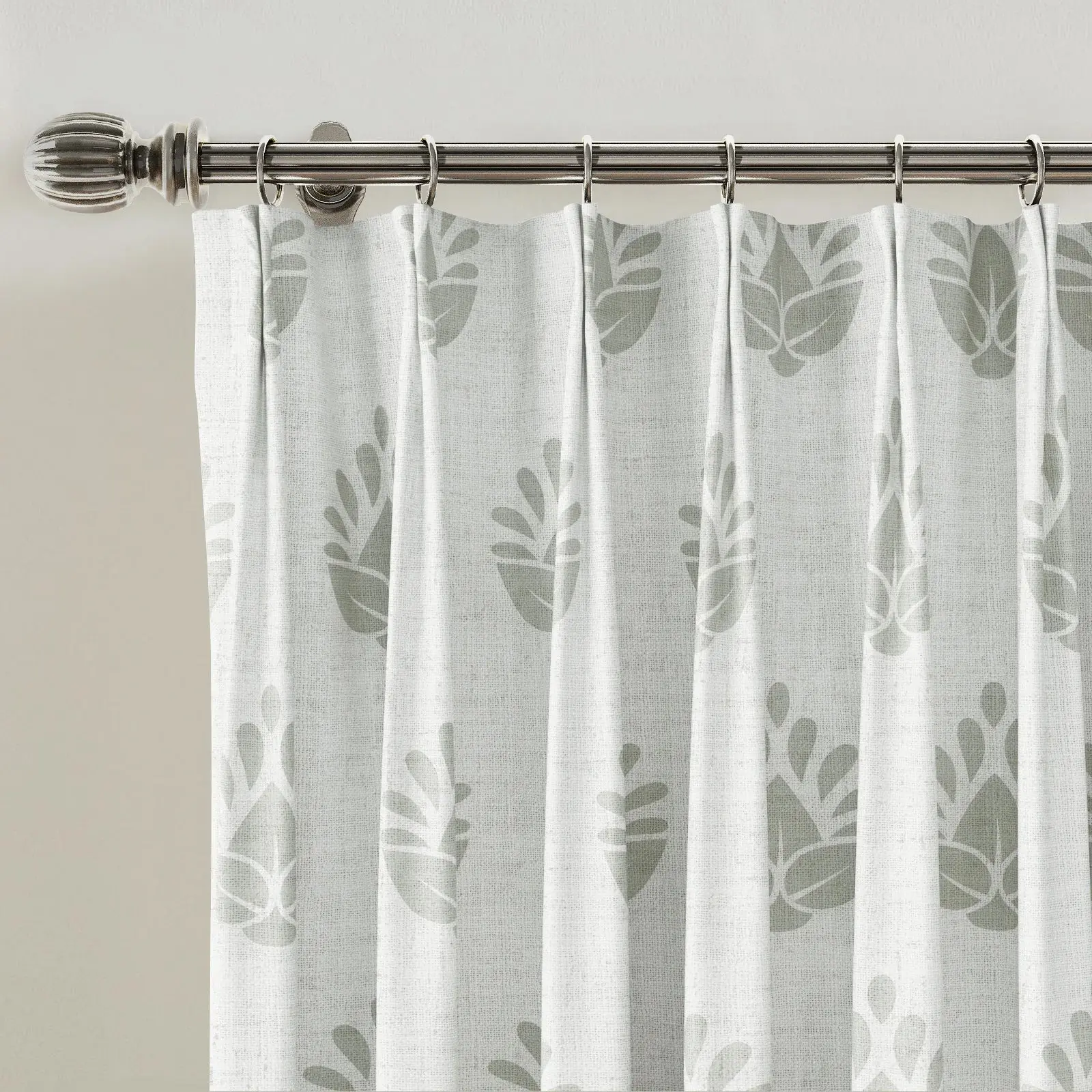 Stefana Silber Print Linen Blend Curtain Drapery Pleated - Image 47