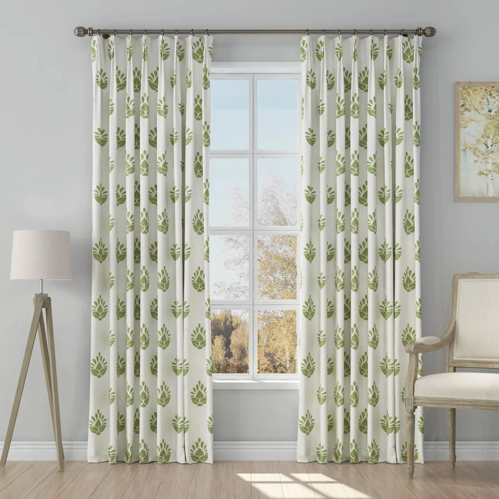 Stefana Silber Print Linen Blend Curtain Drapery Pleated - Image 50