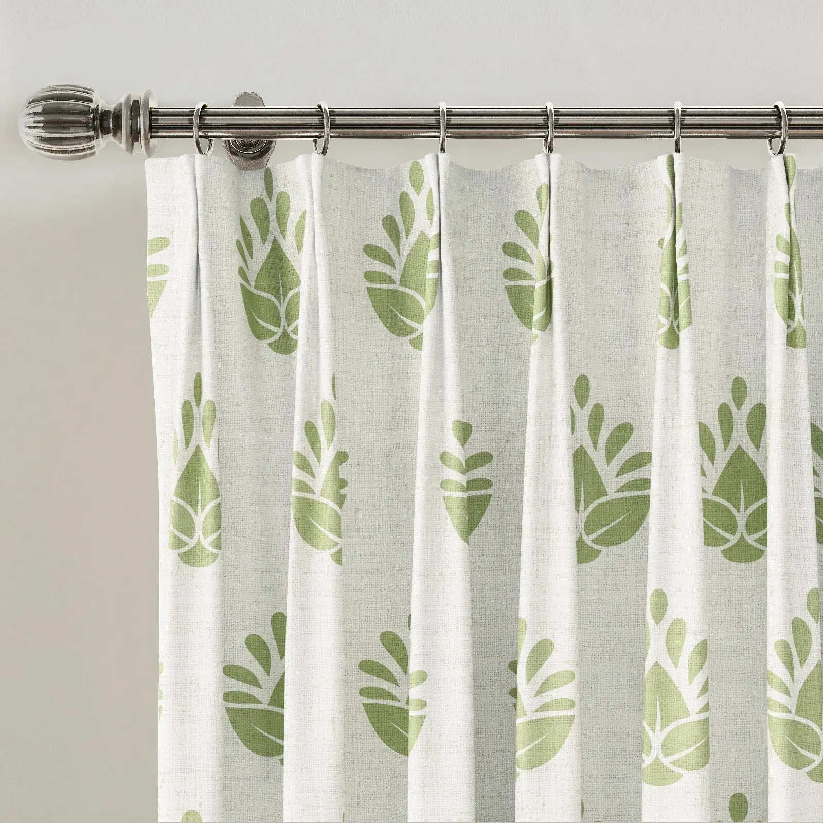 Stefana Silber Print Linen Blend Curtain Drapery Pleated - Image 51