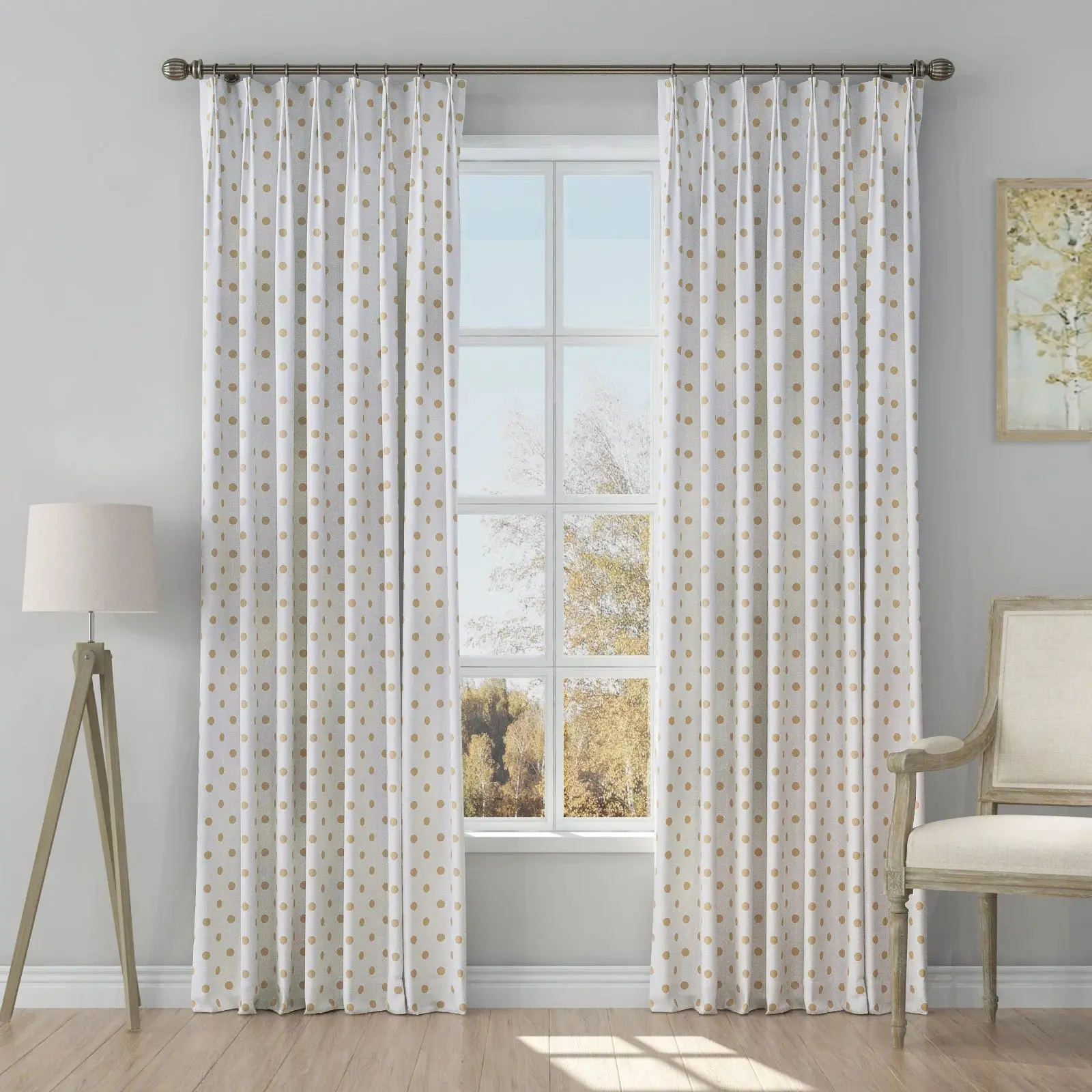 Stefana Silber Print Linen Blend Curtain Drapery Pleated - Image 52