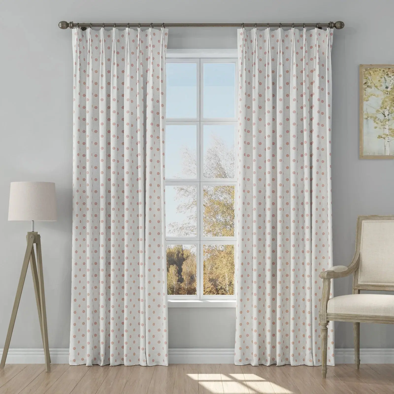 Stefana Silber Print Linen Blend Curtain Drapery Pleated - Image 54