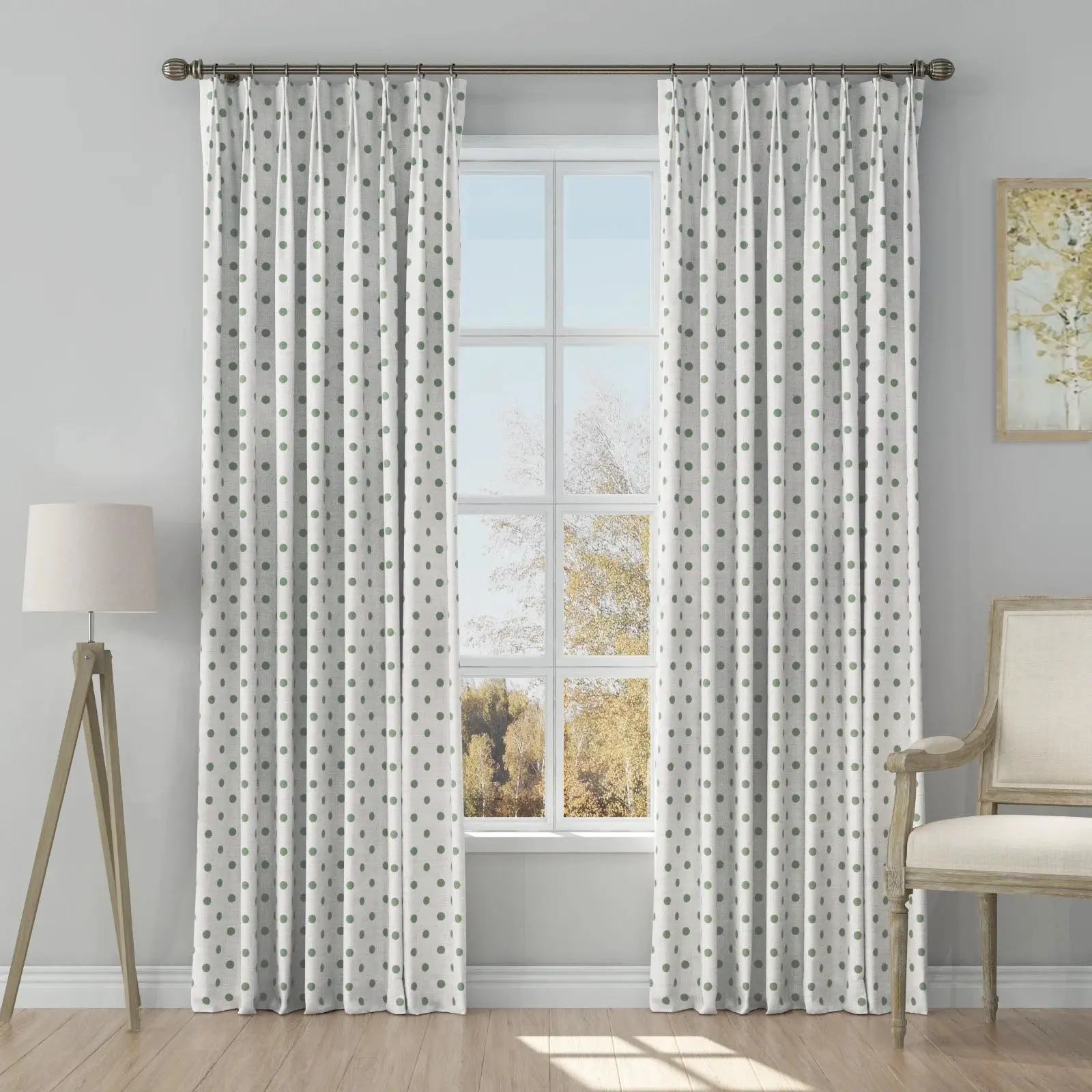 Stefana Silber Print Linen Blend Curtain Drapery Pleated - Image 56