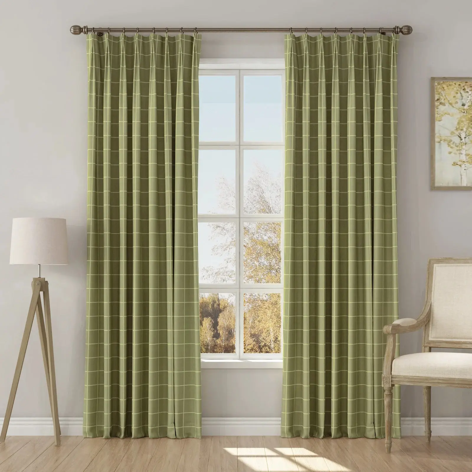 Stefana Silber Print Linen Blend Curtain Drapery Pleated - Image 62