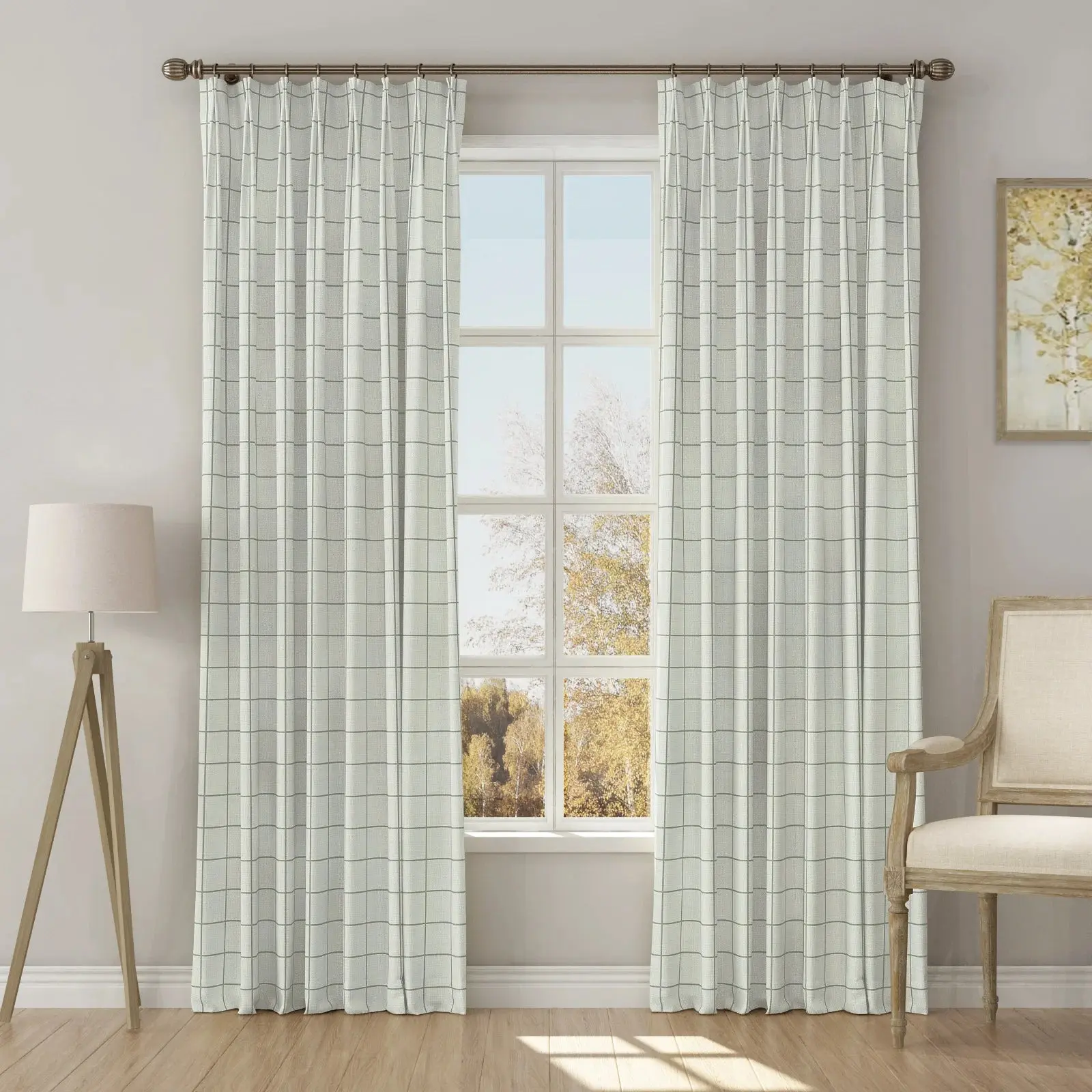 Stefana Silber Print Linen Blend Curtain Drapery Pleated - Image 64