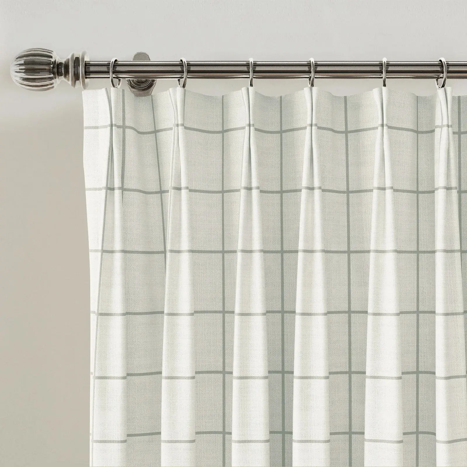 Stefana Silber Print Linen Blend Curtain Drapery Pleated - Image 65