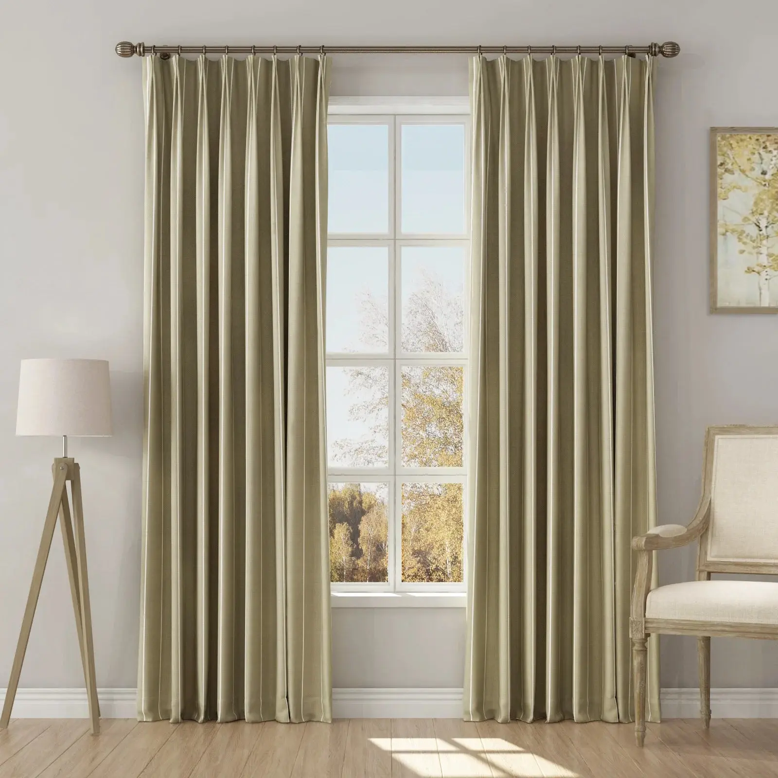 Stefana Silber Print Linen Blend Curtain Drapery Pleated - Image 68