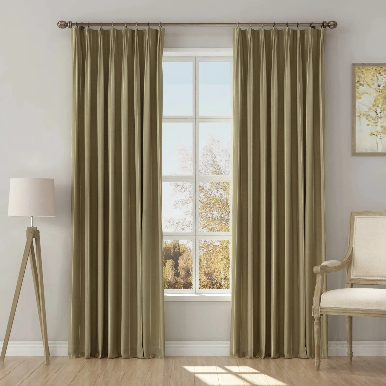 Stefana Silber Print Linen Blend Curtain Drapery Pleated - Image 70