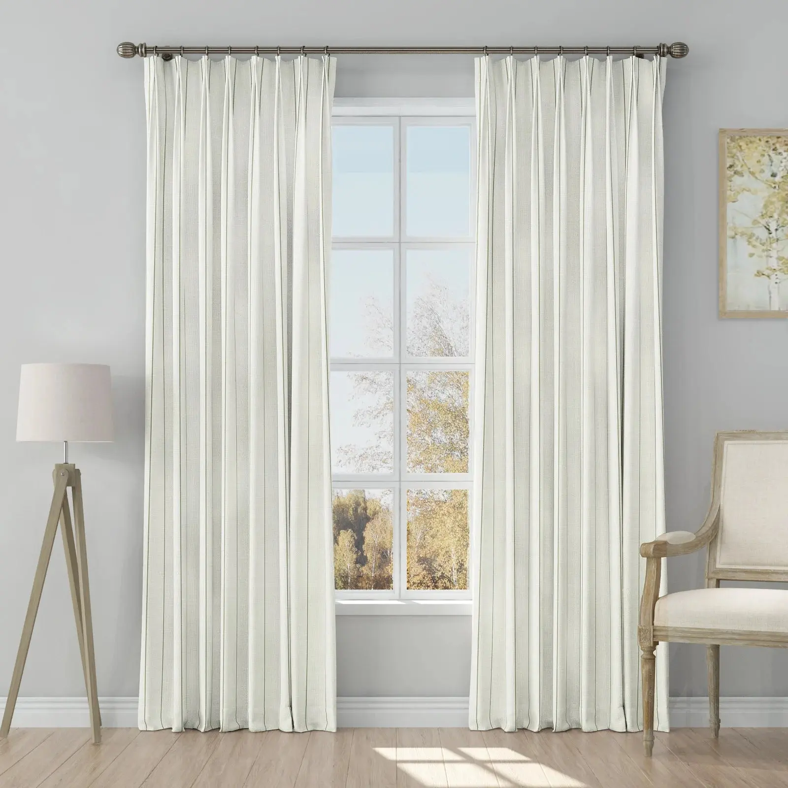 Stefana Silber Print Linen Blend Curtain Drapery Pleated - Image 72