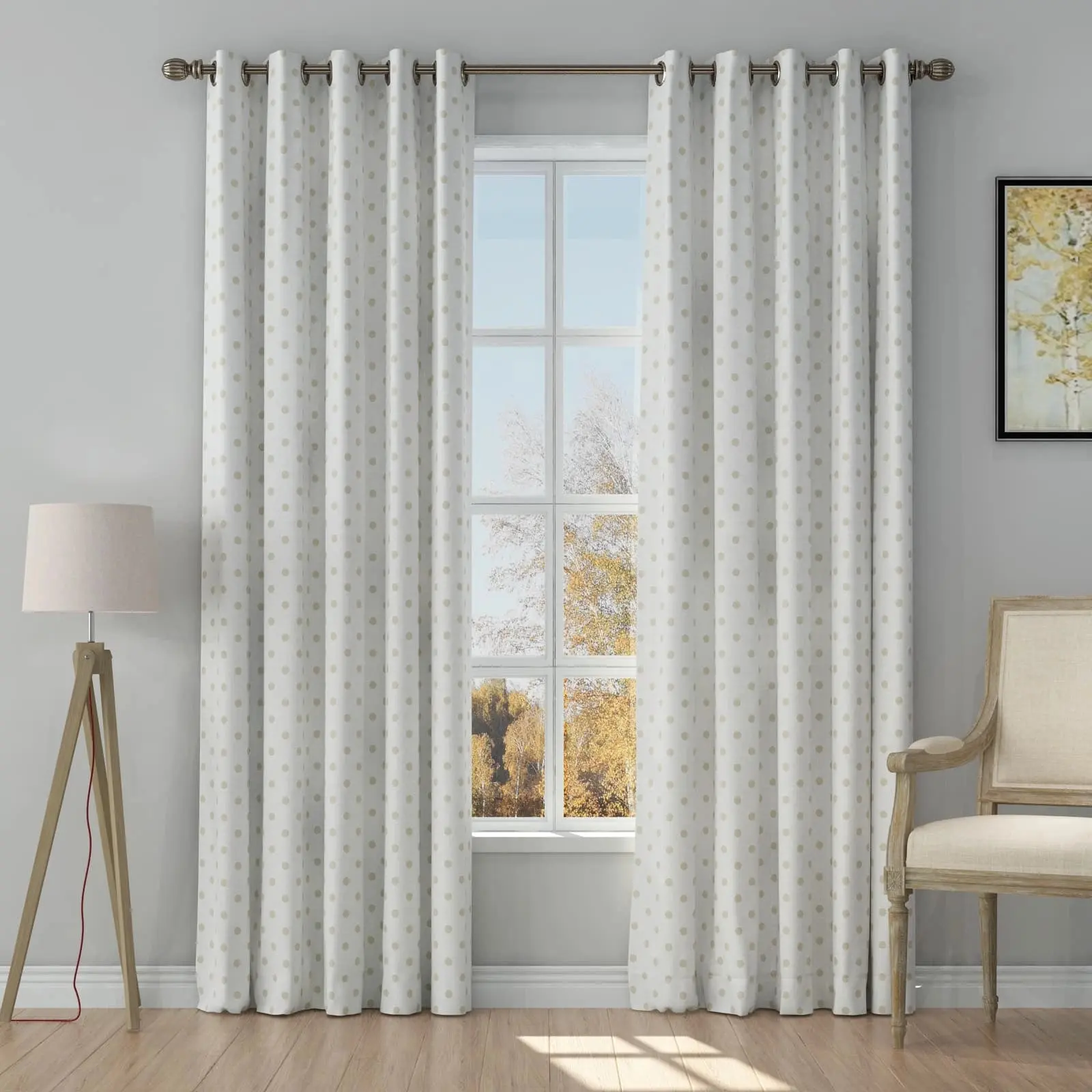 Stefana Silber Print Linen Curtain Drapery Grommet - Image 11