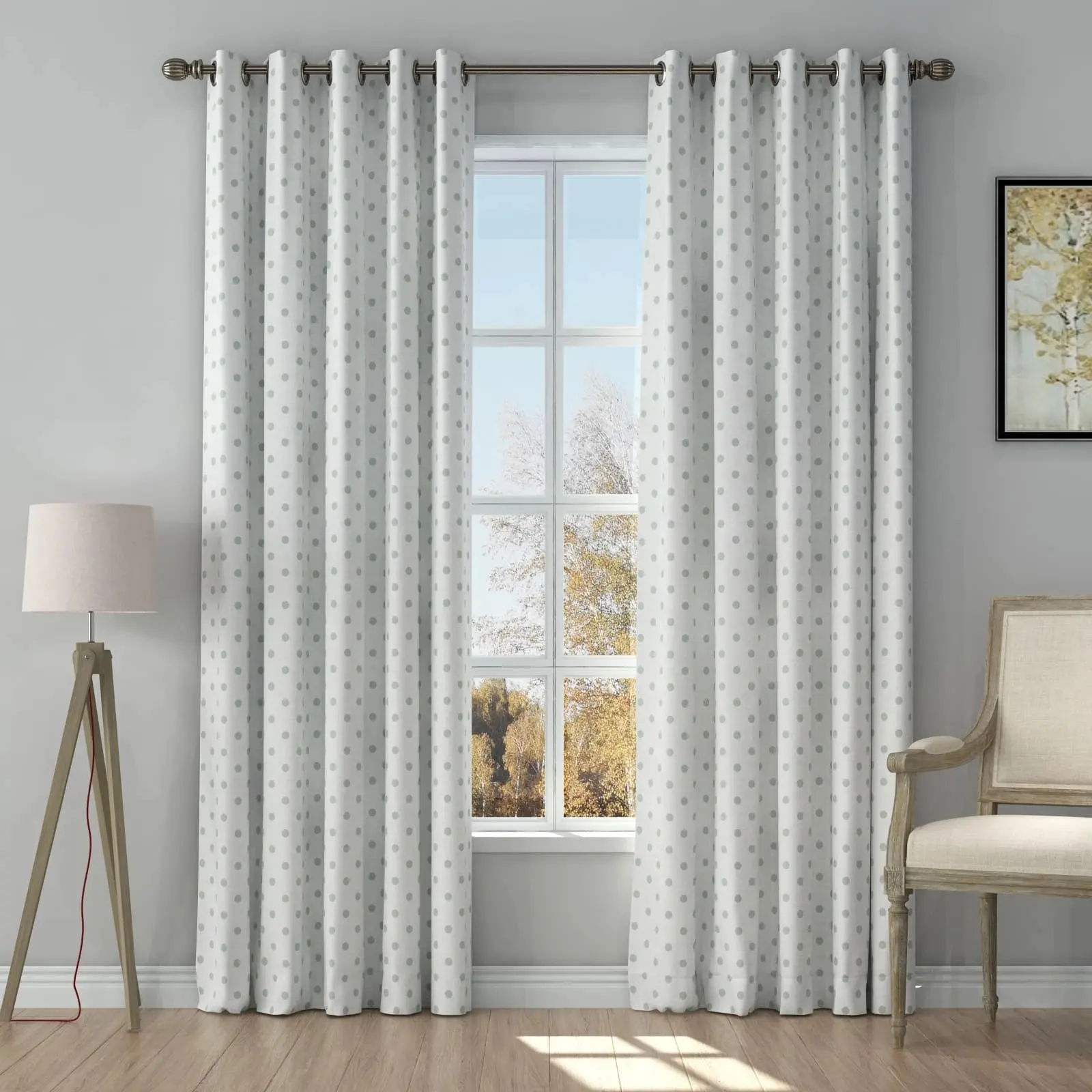 Stefana Silber Print Linen Curtain Drapery Grommet - Image 13