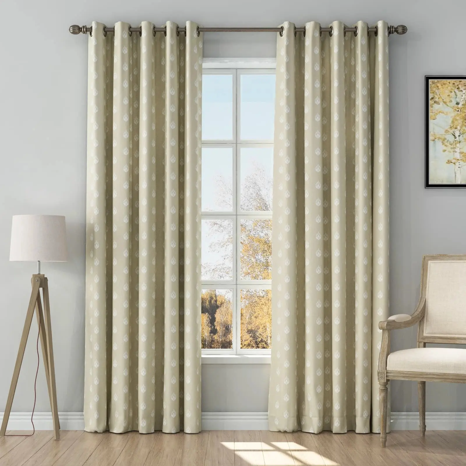Stefana Silber Print Linen Curtain Drapery Grommet - Image 15