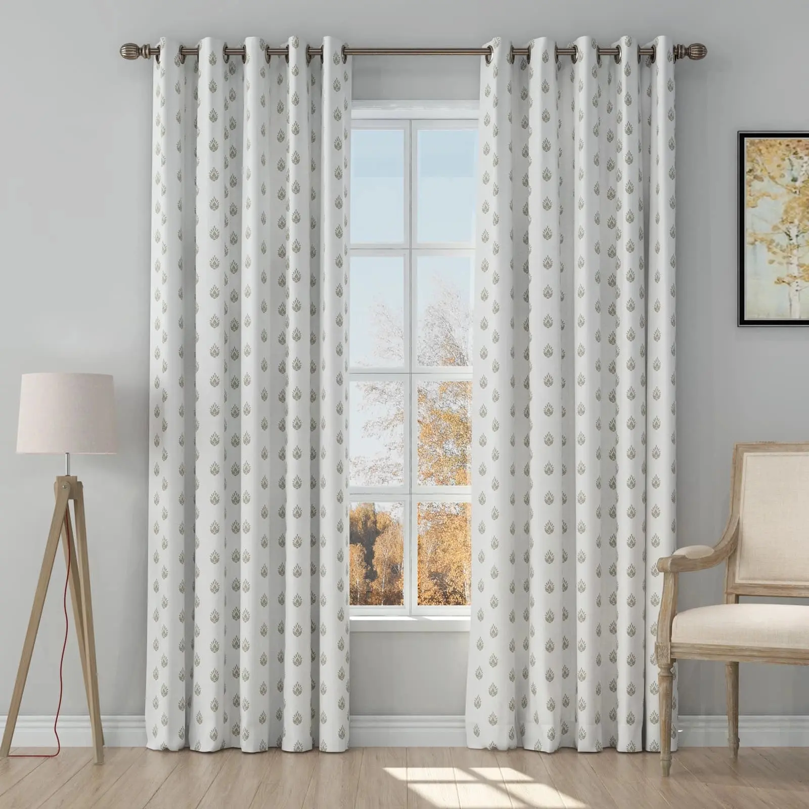Stefana Silber Print Linen Curtain Drapery Grommet - Image 16