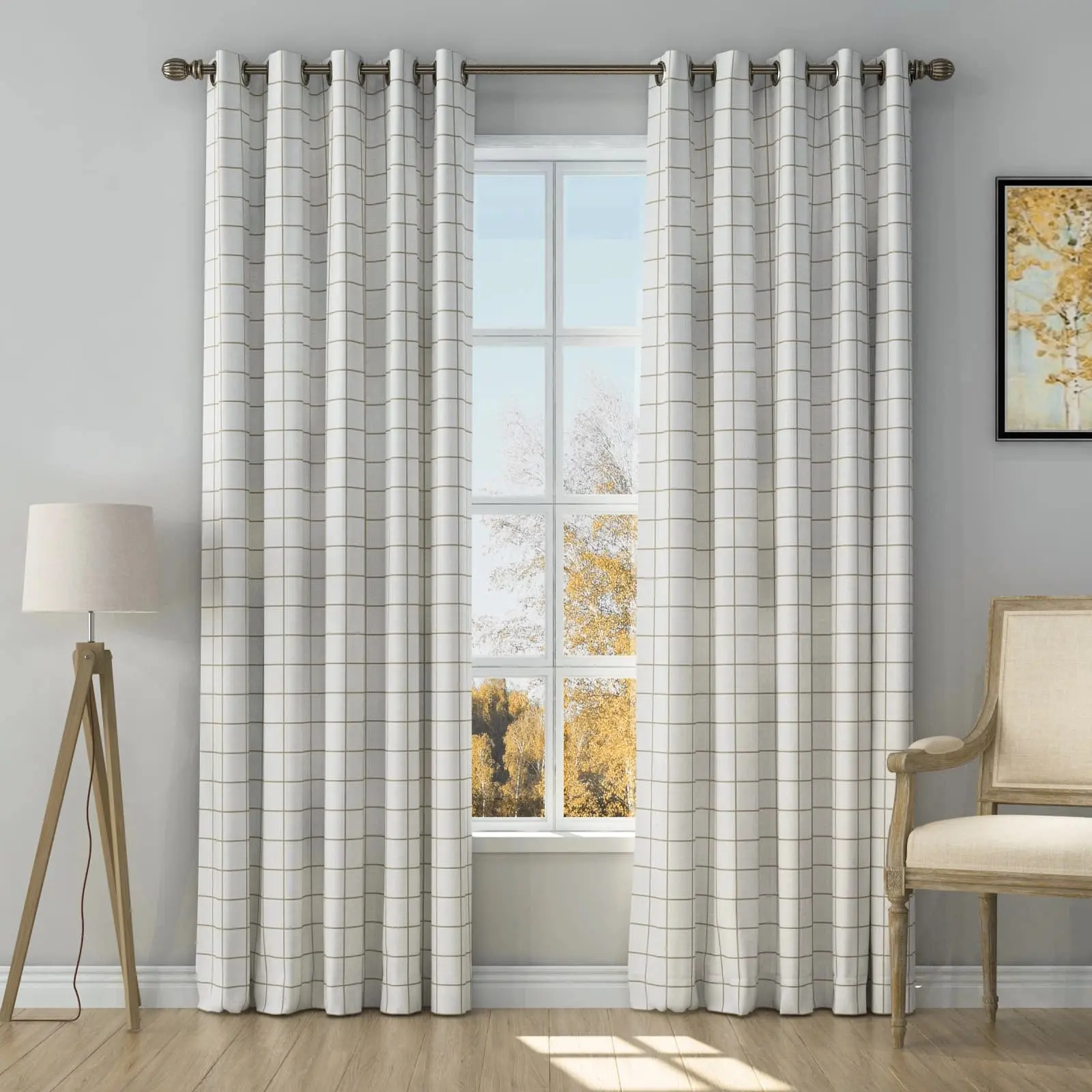 Stefana Silber Print Linen Curtain Drapery Grommet - Image 18