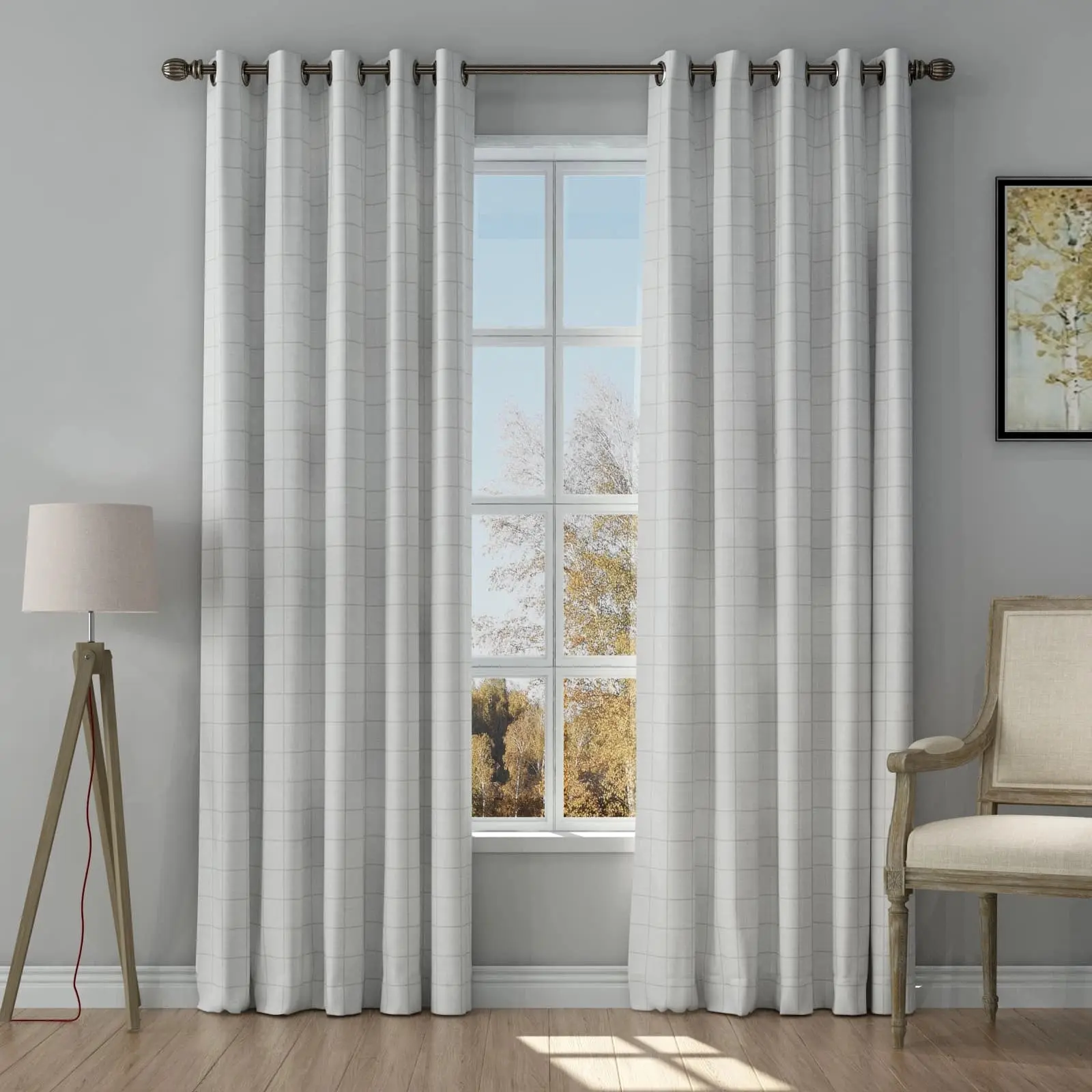 Stefana Silber Print Linen Curtain Drapery Grommet - Image 21