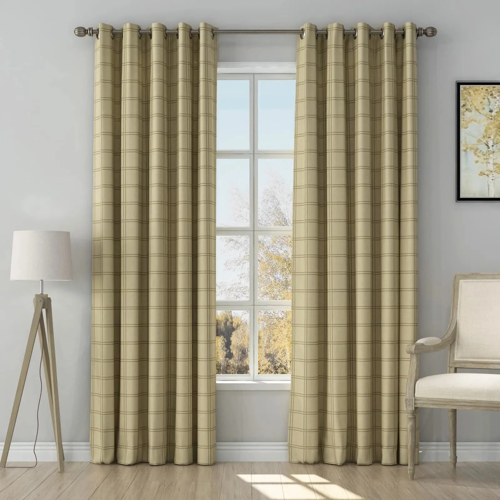 Stefana Silber Print Linen Curtain Drapery Grommet - Image 23