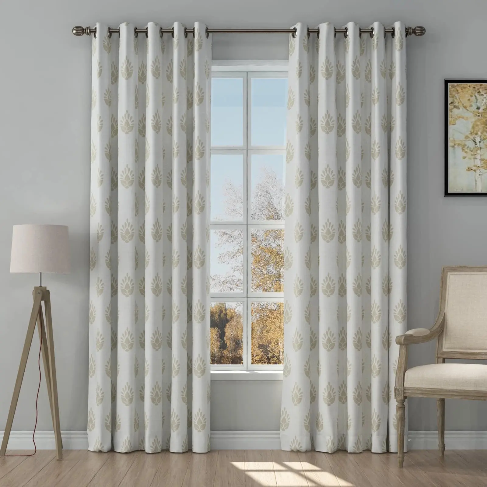 Stefana Silber Print Linen Curtain Drapery Grommet - Image 29
