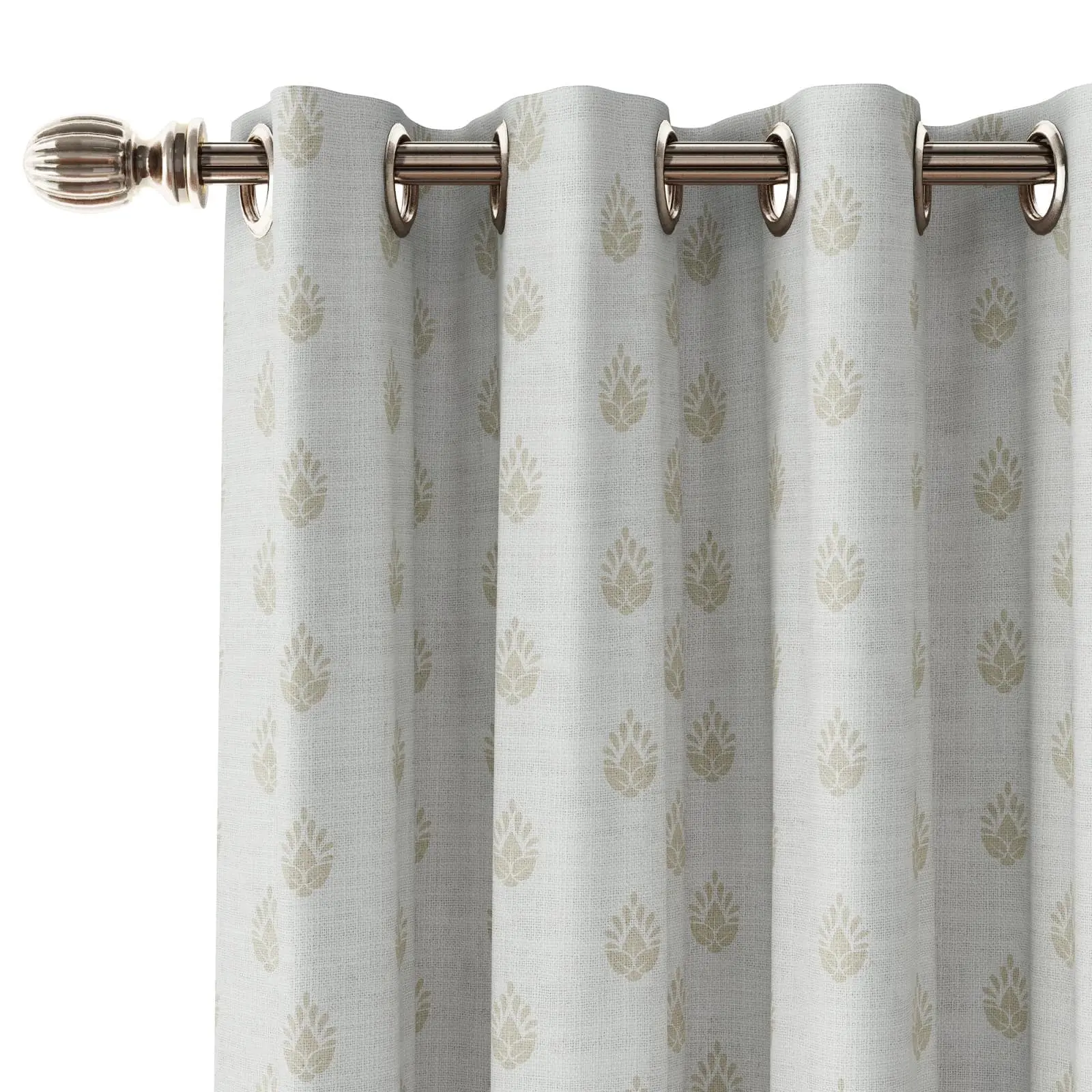 Stefana Silber Print Linen Curtain Drapery Grommet - Image 3