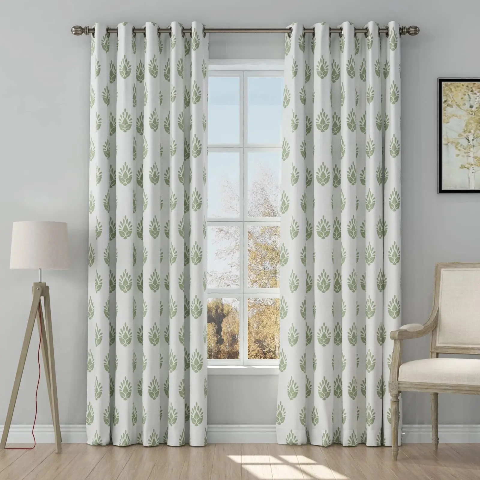Stefana Silber Print Linen Curtain Drapery Grommet - Image 30