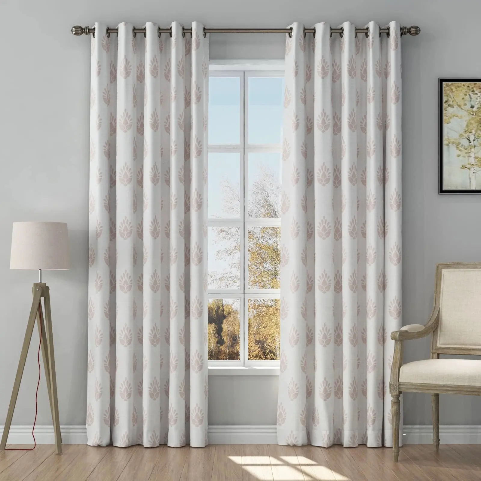 Stefana Silber Print Linen Curtain Drapery Grommet - Image 31