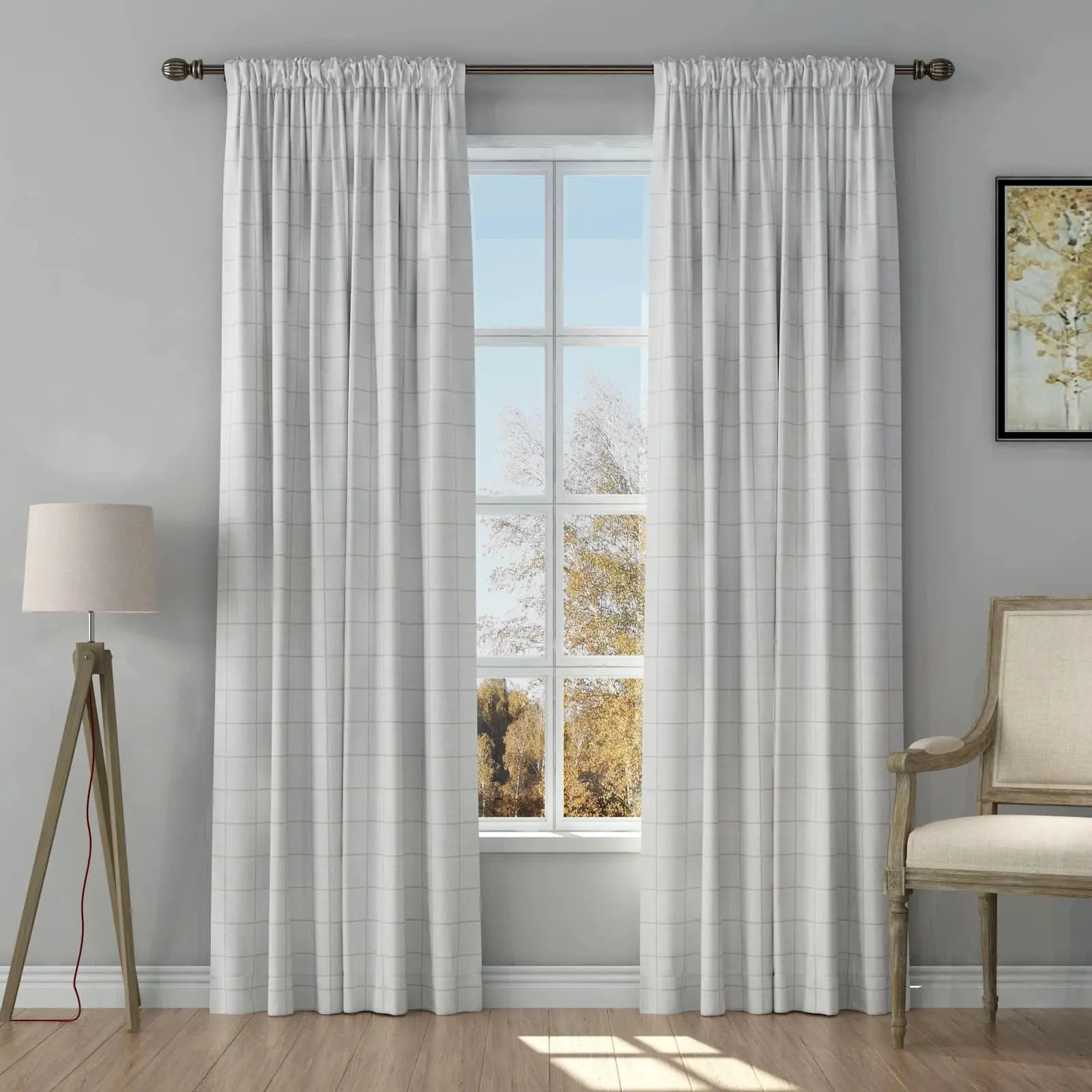 Stefana Silber Print Linen Curtain Drapery Soft Top - Image 29