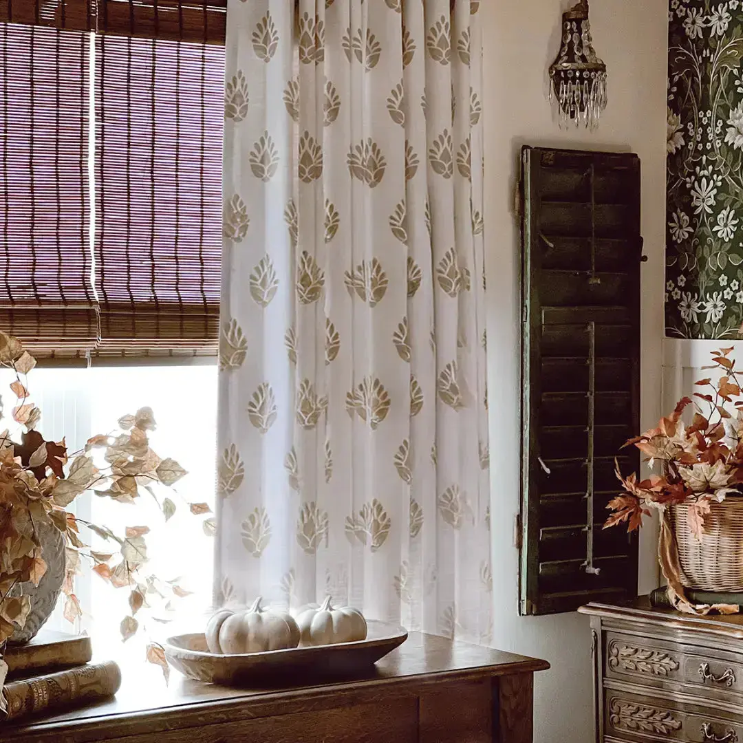 Stefana Silber Print Linen Blend Curtain Drapery Pleated - Image 21