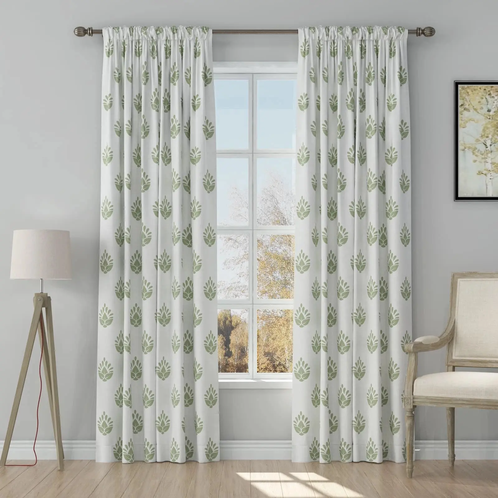 Stefana Silber Print Linen Curtain Drapery Soft Top - Image 38