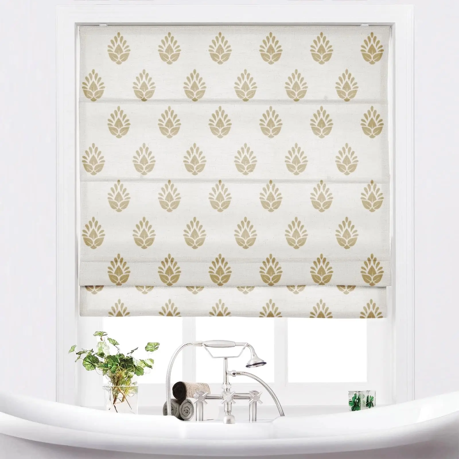 Stefana Silber Printed Cordless Roman Shade Plus Size - Image 10