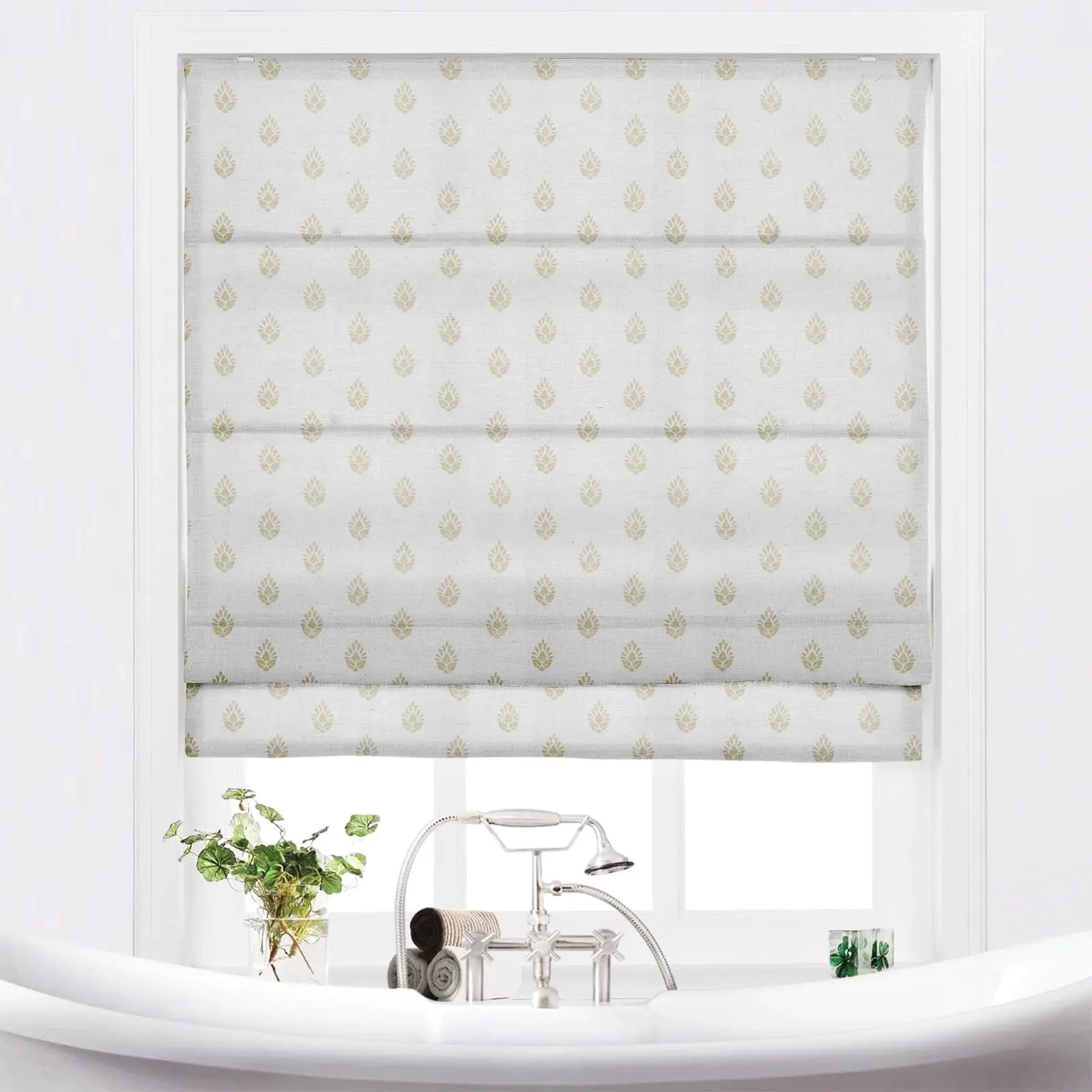 Stefana Silber Printed Cordless Roman Shade Plus Size - Image 17