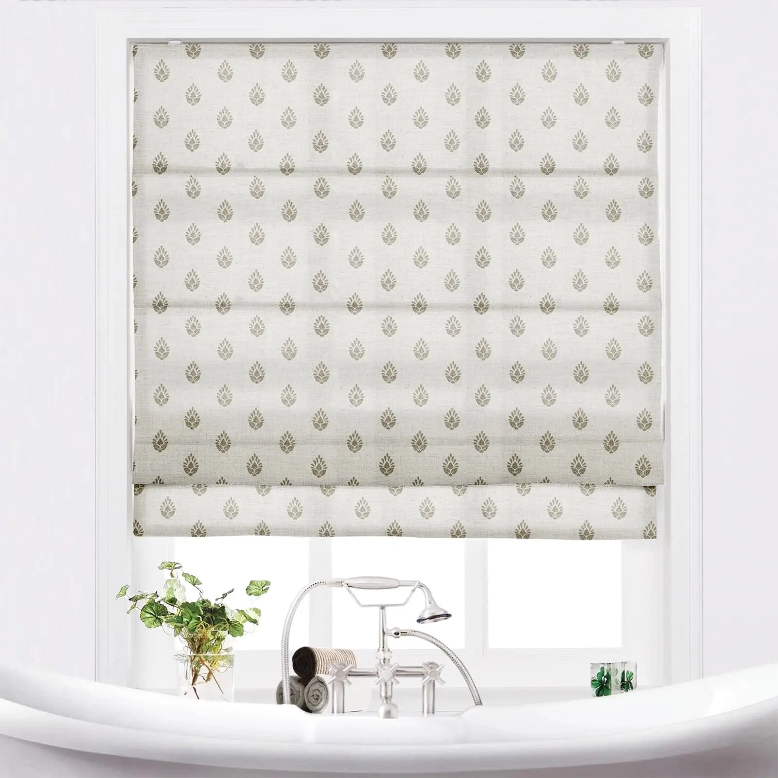 Stefana Silber Printed Cordless Roman Shade Plus Size - Image 19