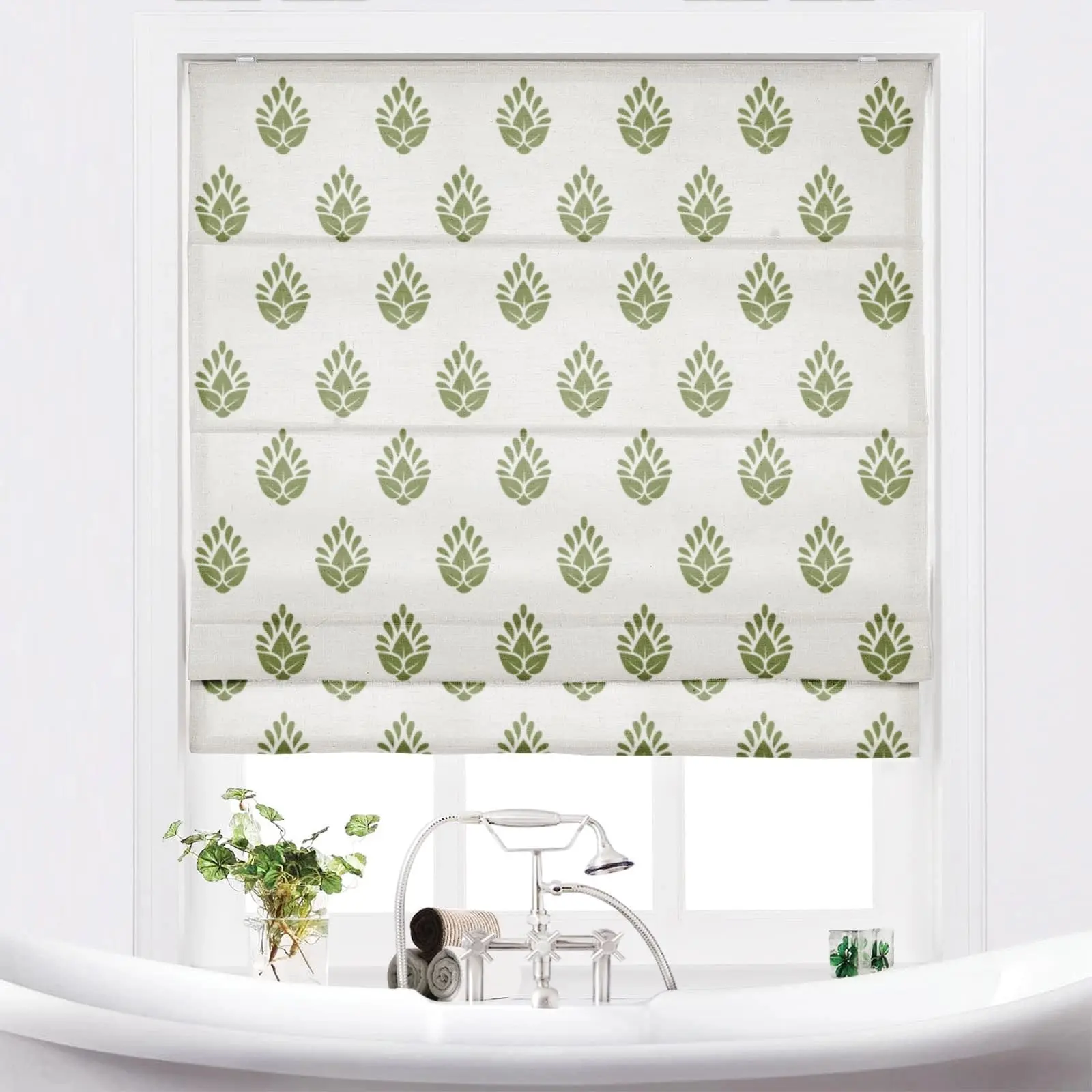 Stefana Silber Printed Cordless Roman Shade Plus Size - Image 21