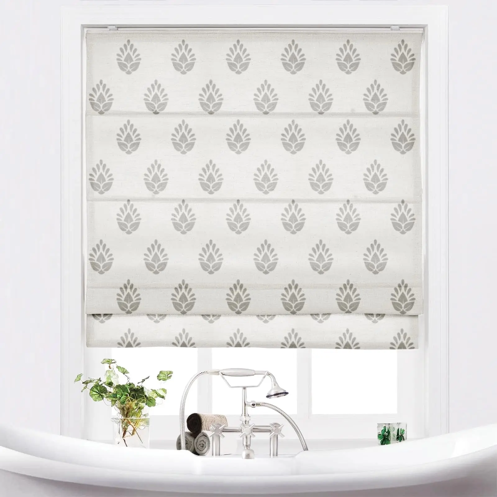 Stefana Silber Printed Cordless Roman Shade Plus Size - Image 22