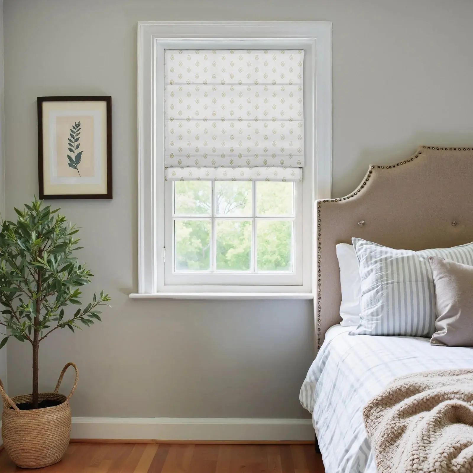 Stefana Silber Printed Cordless Roman Shade Plus Size - Image 8