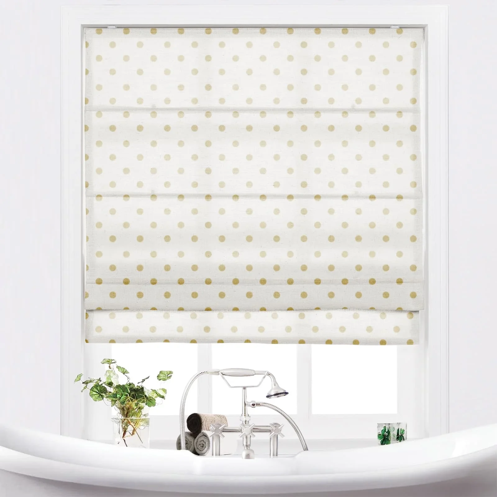 Stefana Silber Printed Cordless Roman Shade-Wooden Headrail - Image 18