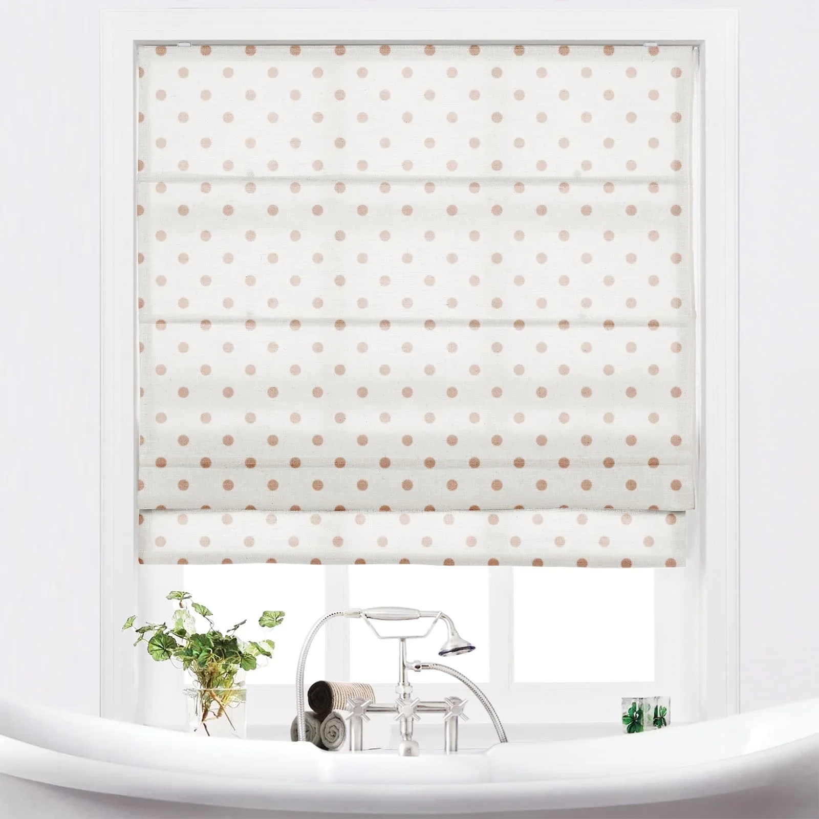 Stefana Silber Printed Cordless Roman Shade-Wooden Headrail - Image 3