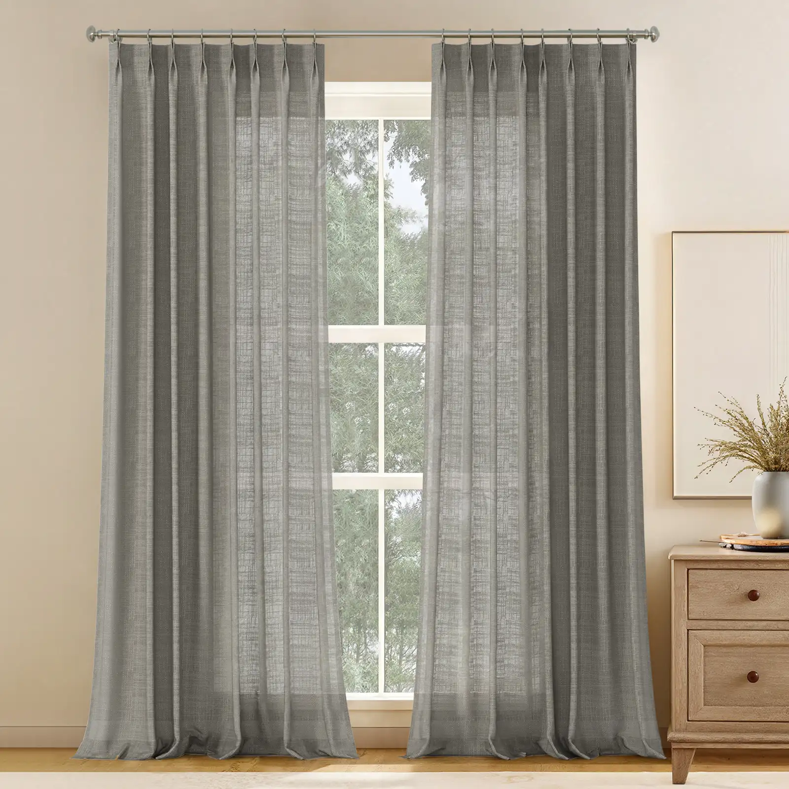 Stella Open Weave Semi Sheer Curtain Pleated - Image 11