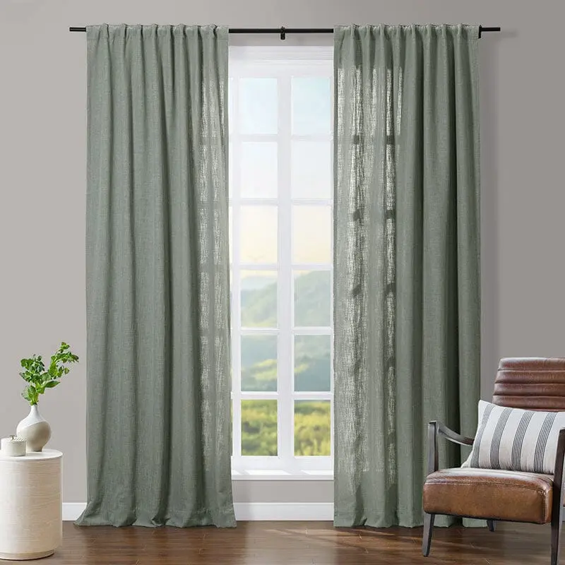 Tia Linen Curtain Drapery Soft Top - Image 3