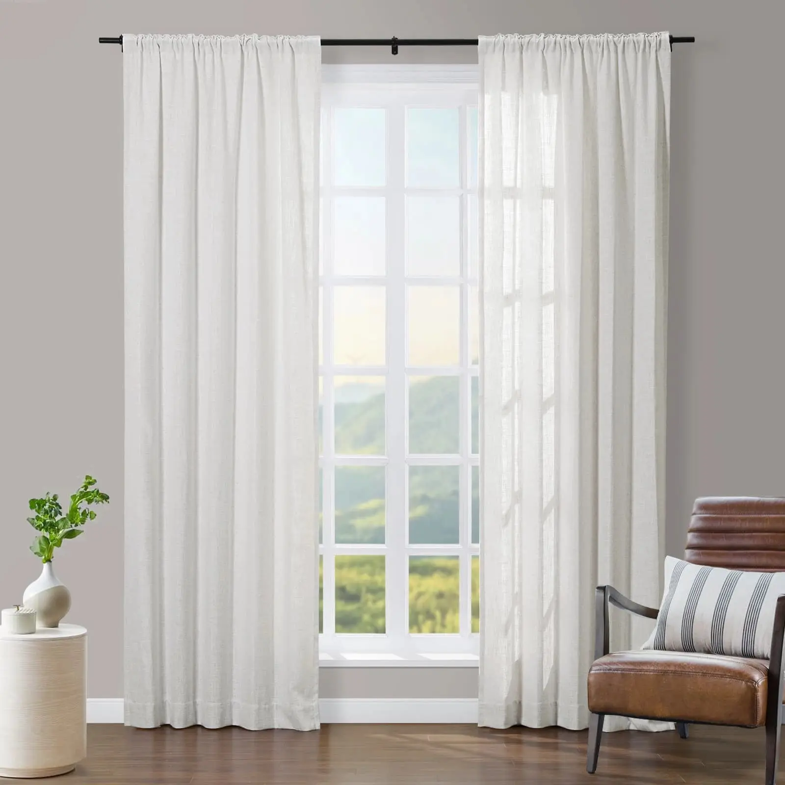 Tia Linen Curtain Drapery Soft Top - Image 4